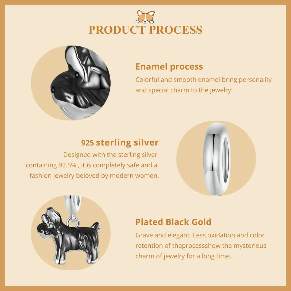 Silver Dog Charms Pendants Set 1