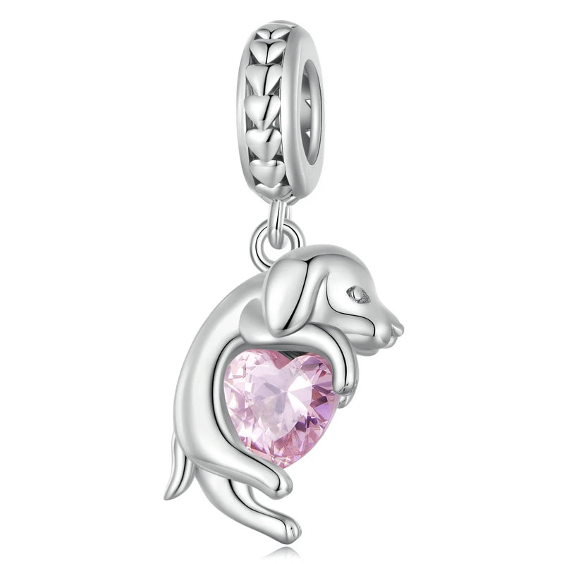 Silver Dog Charms Pendants Set 1