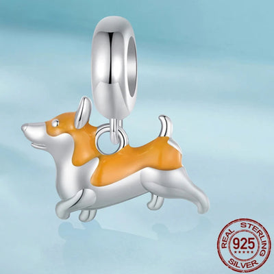 Silver Dog Charms Pendants Set 1