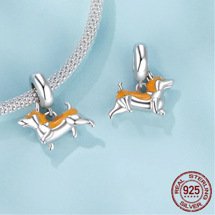 Silver Dog Charms Pendants Set 1