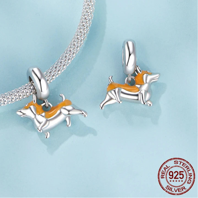 Silver Dog Charms Pendants Set 1