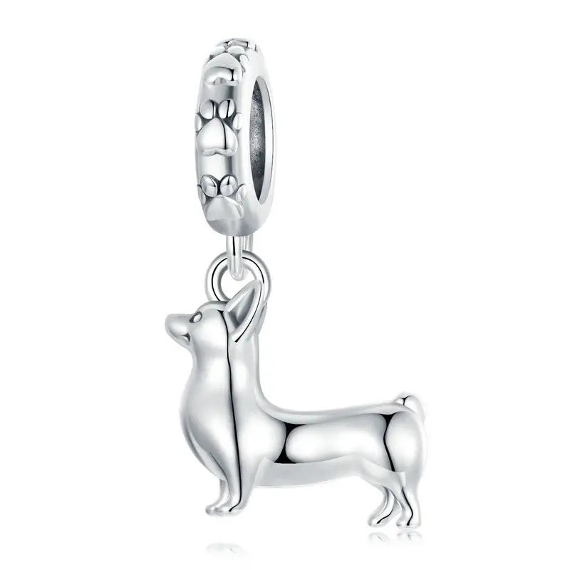Silver Dog Charms Pendants Set 1