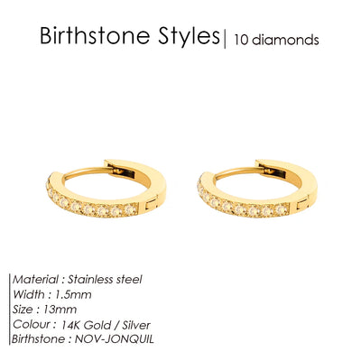 Birthstone Hoop Earrings