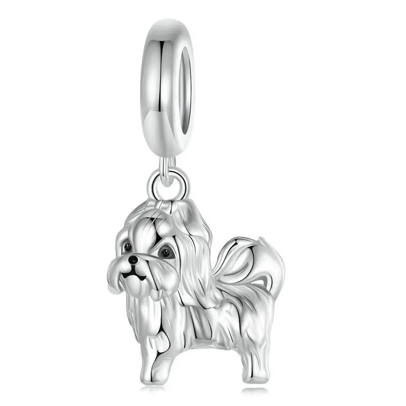 Silver Dog Charms Pendants Set 1