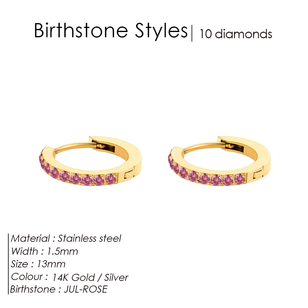Birthstone Hoop Earrings