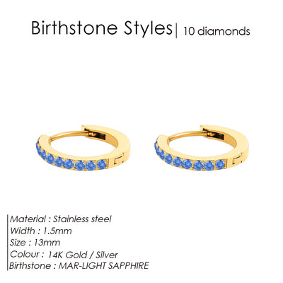 Birthstone Hoop Earrings