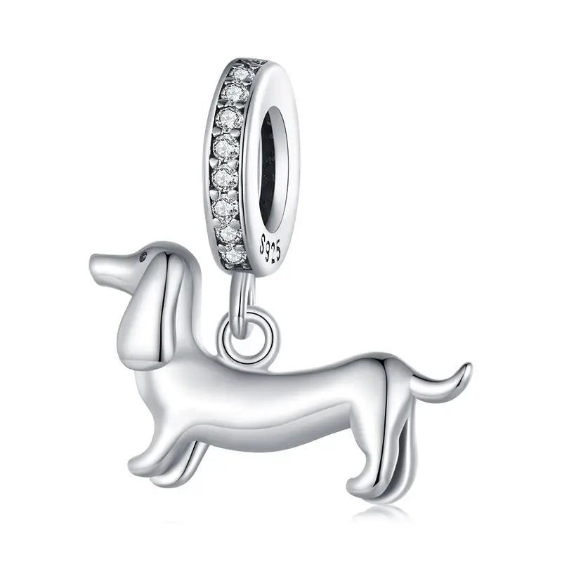 Silver Dog Charms Pendants Set 1