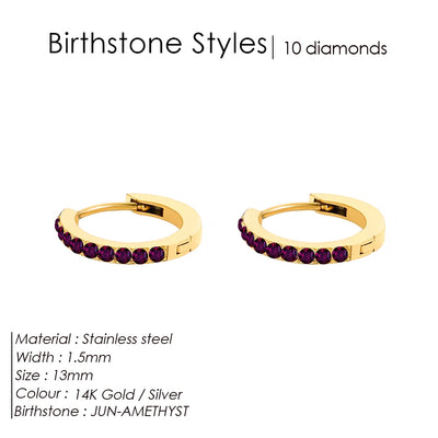 Birthstone Hoop Earrings
