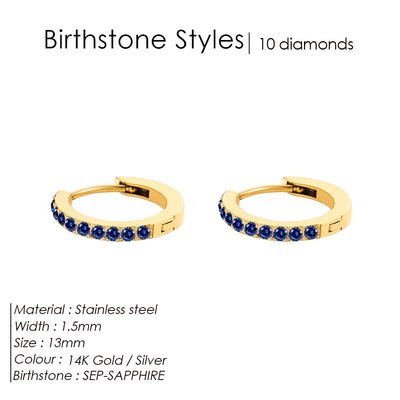 Birthstone Hoop Earrings