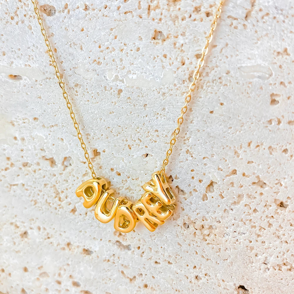3D Bubble Letter Name Necklace