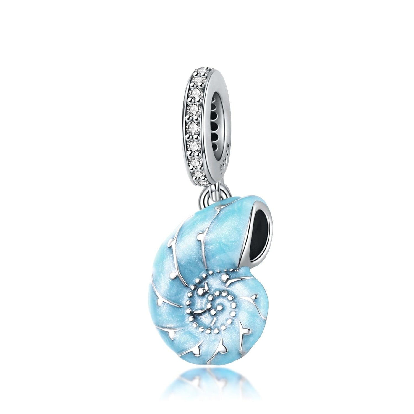 Blue Sea Shell Silver Charm - Figueira