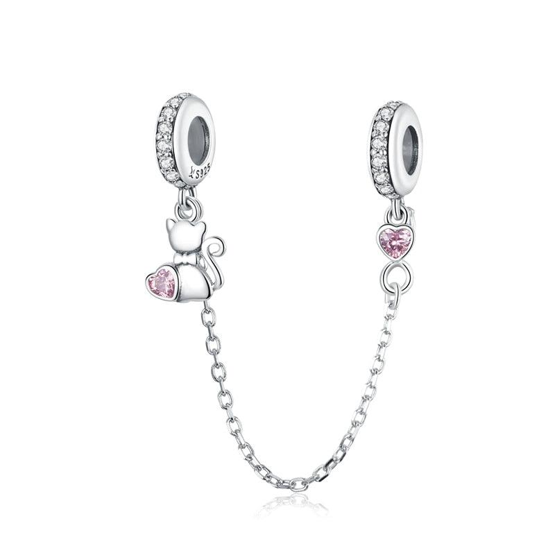Sparkling Heart Silver Safety Chain - Figueira