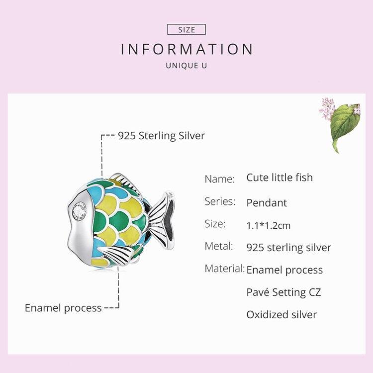 Bubble Green Fish Silver Charm - Figueira