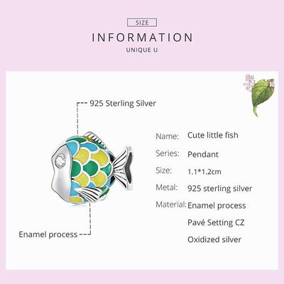 Bubble Green Fish Silver Charm - Figueira