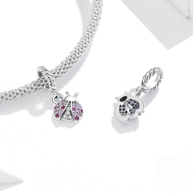 Pink ladybug Silver Charm - Figueira