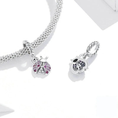 Pink ladybug Silver Charm - Figueira