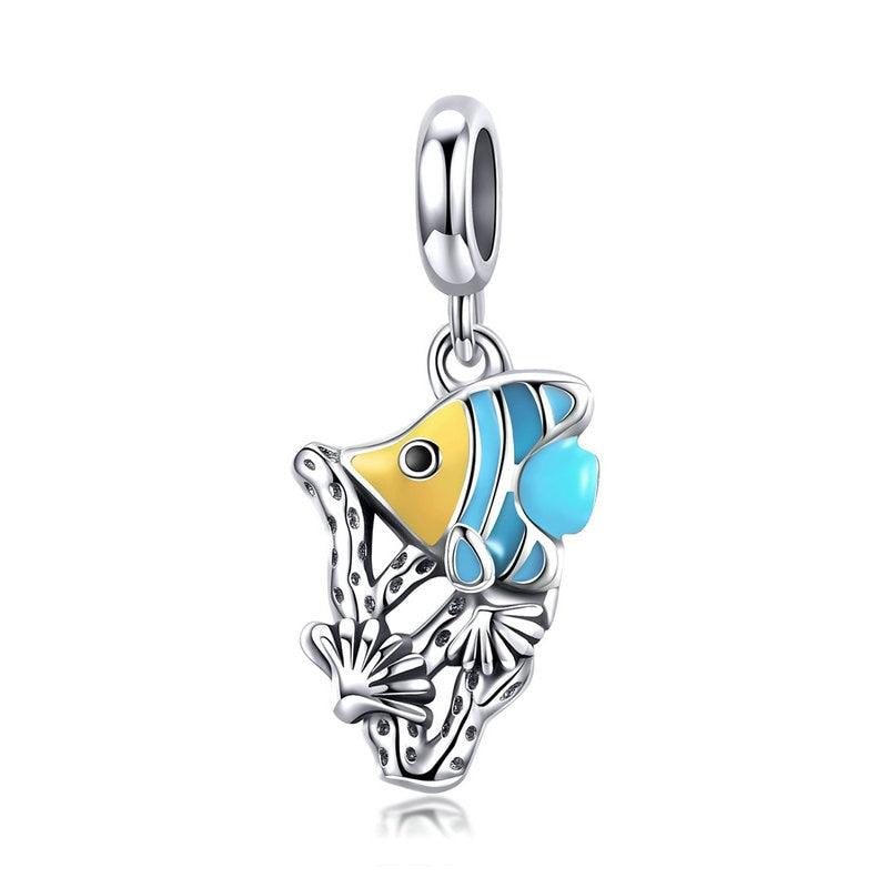 Blue Sea Fish Silver Charm - Figueira