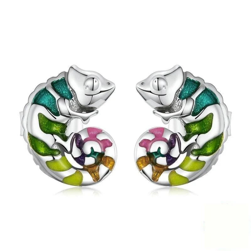 Mini Chameleon Stud Earrings - Figueira
