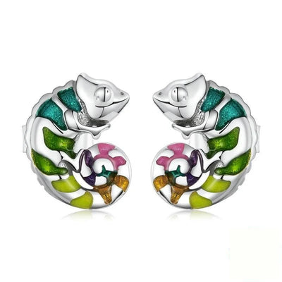 Mini Chameleon Stud Earrings - Figueira