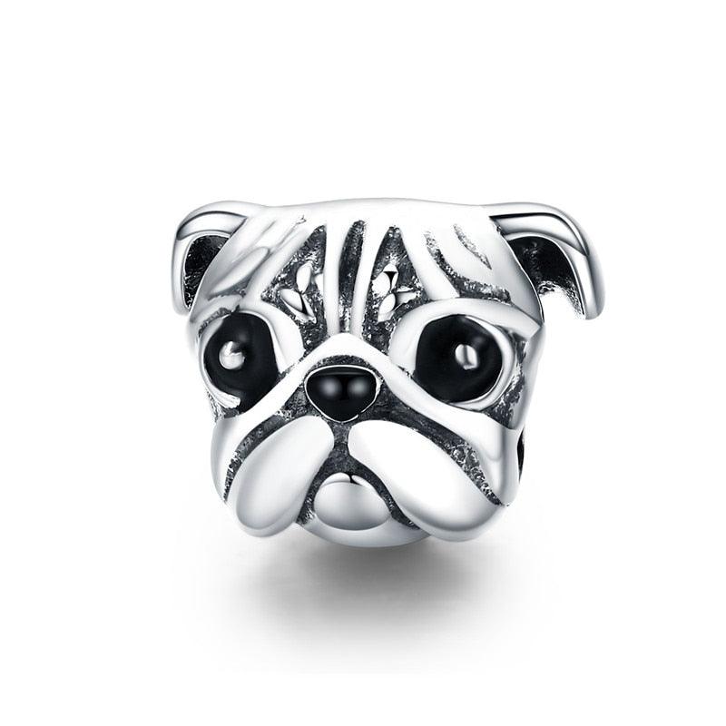 Cute Pug Silver Charm - Figueira