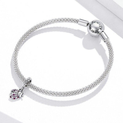 Pink ladybug Silver Charm - Figueira