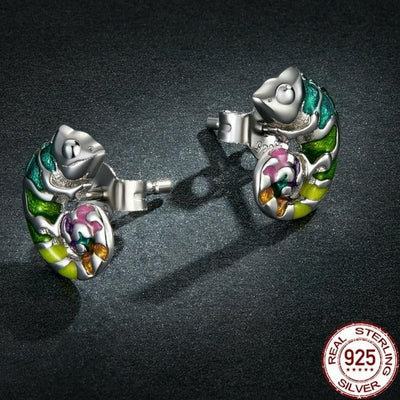 Mini Chameleon Stud Earrings - Figueira