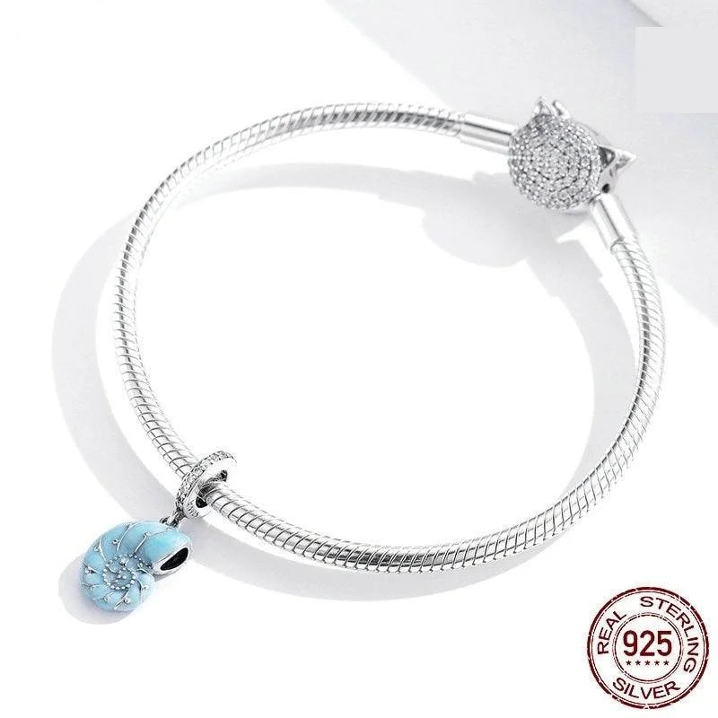 Blue Sea Shell Silver Charm - Figueira
