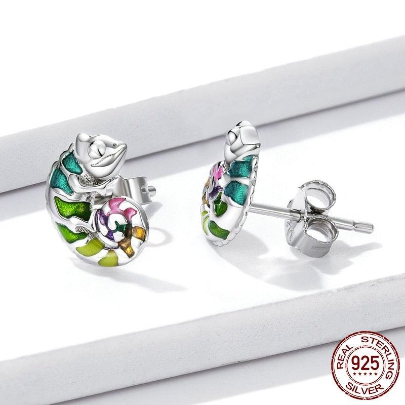 Mini Chameleon Stud Earrings - Figueira
