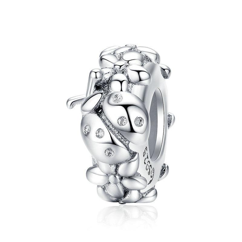 Ladybug flower silver charm - Figueira