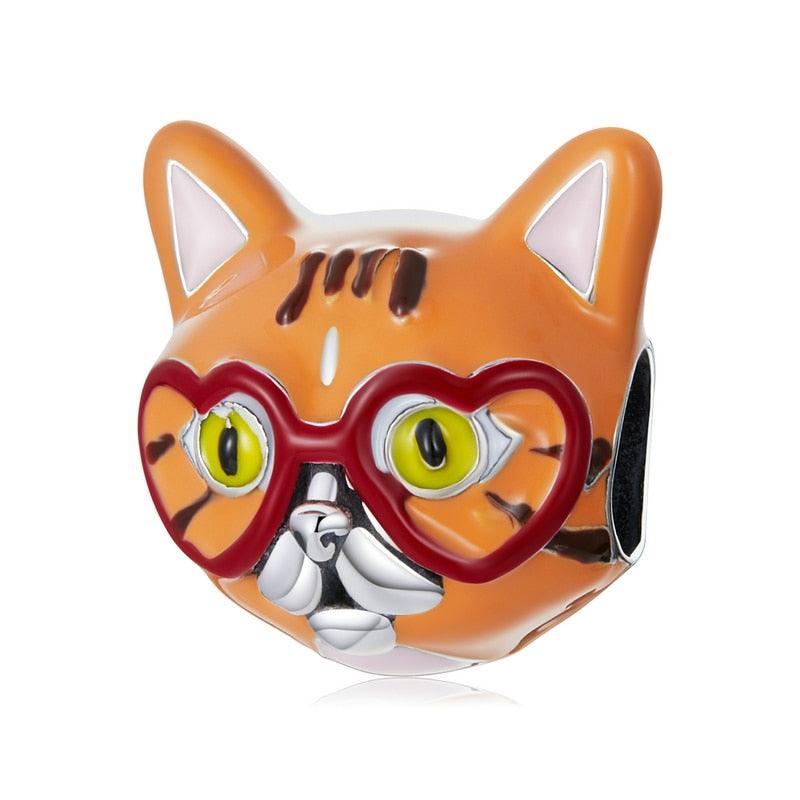 Orange Tabby Cat Silver Charm - Figueira