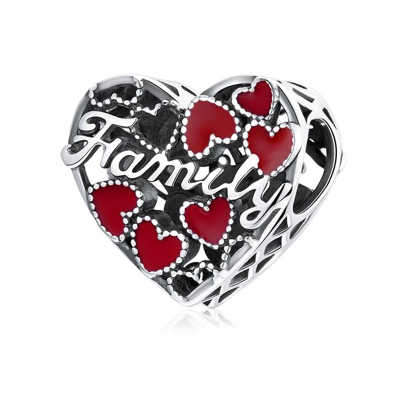 Family Heart Silver Charm - Figueira