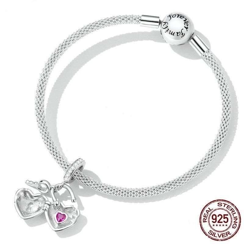 Silver Classic Heart Lock & Key Pendent - Figueira
