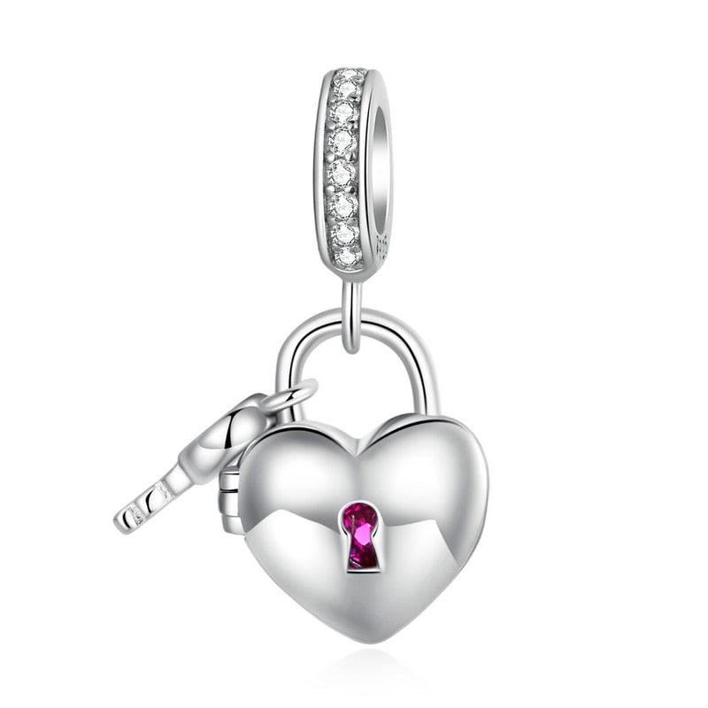 Silver Classic Heart Lock & Key Pendent - Figueira