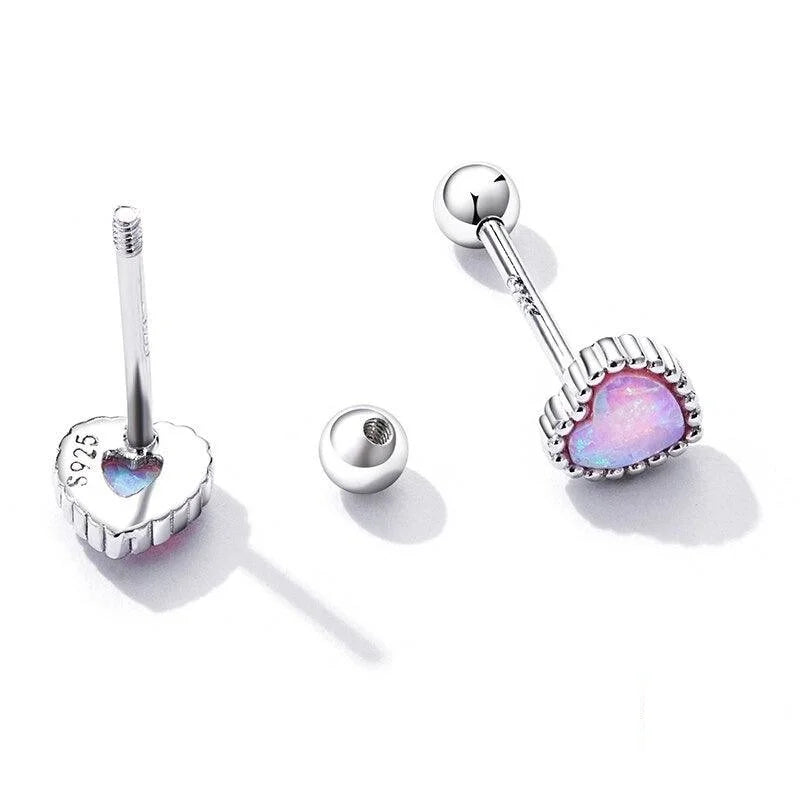 Purple Opal Heart Earrings - Figueira