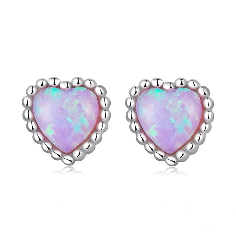 Purple Opal Heart Earrings - Figueira