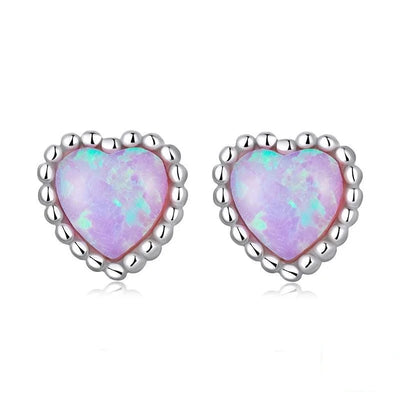 Purple Opal Heart Earrings - Figueira