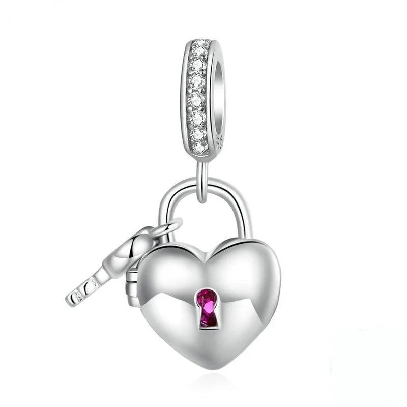 Silver Classic Heart Lock & Key Pendent - Figueira